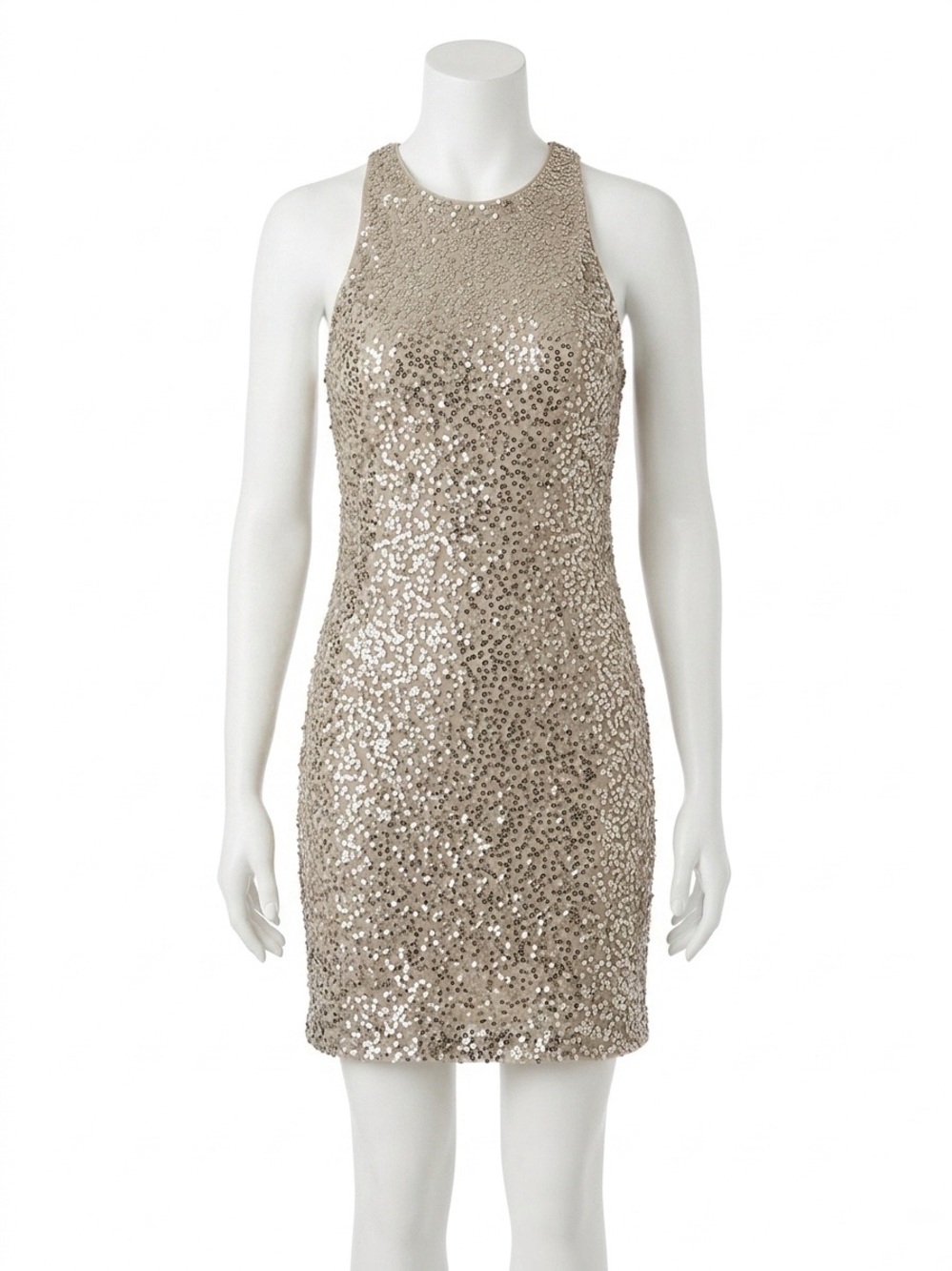 Hollister Champagne Sequin Halter Mini Shift Dress Size Large